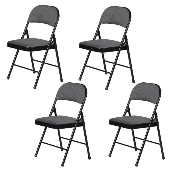 4-Pack Plastic Dev Group Fabric Padded Folding Chairs (Gray)