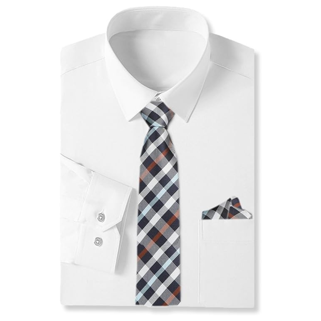 Men's Long Sleeve Button Down Shirt Dress Shirt And Tie Set