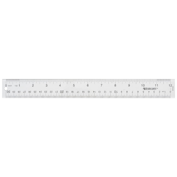 Westcott 12 Inch Acrylic Clear Ruler