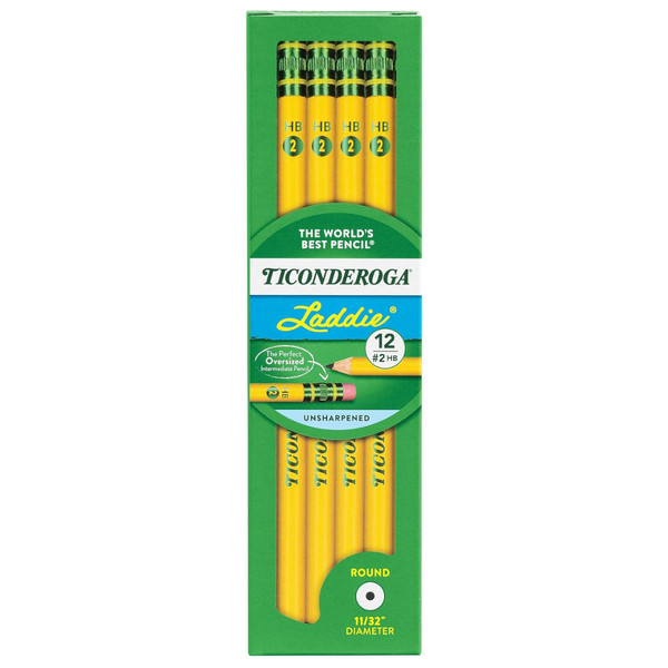 12-Count Ticonderoga Laddie Wood-Cased 2 HB Soft Pencils W/ Erasers