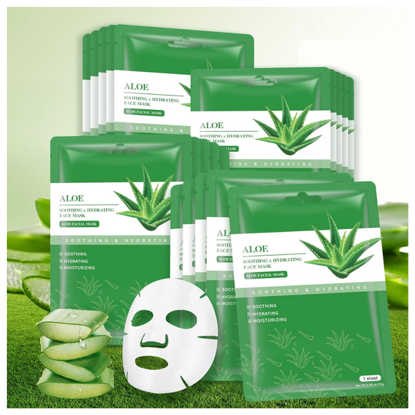 10-Pack Hydrating Aloe Vera Skincare Face Sheet Masks