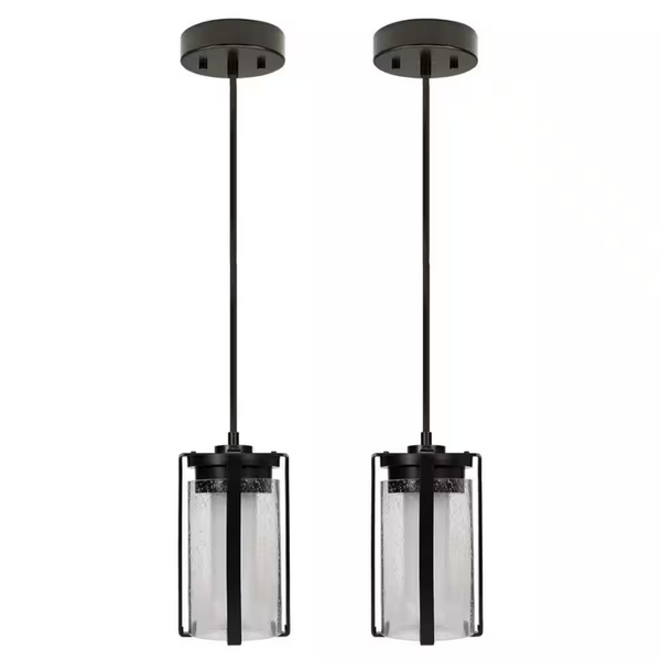 2-Pack ETi Matte Black Integrated LED Pendant Light