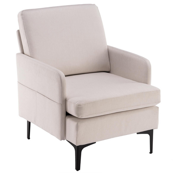 Upholstered Linen Fabric Accent Chair