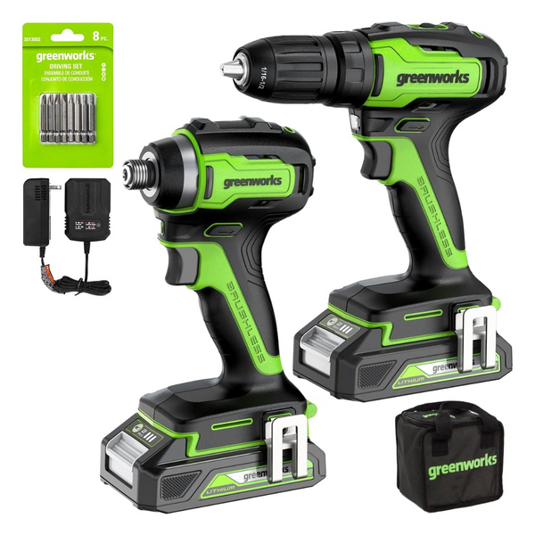 Greenworks 24V Brushless Drill Combo Kit