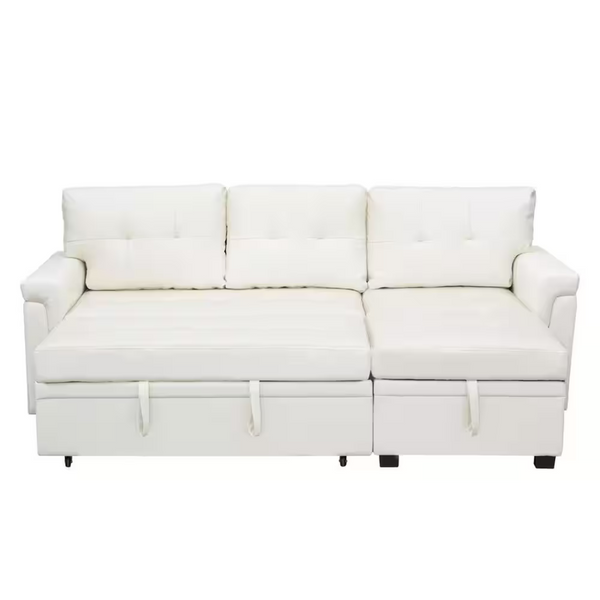 Homestock 78" Square Arm 1-Piece Faux Leather L-Shaped Sectional Sofa