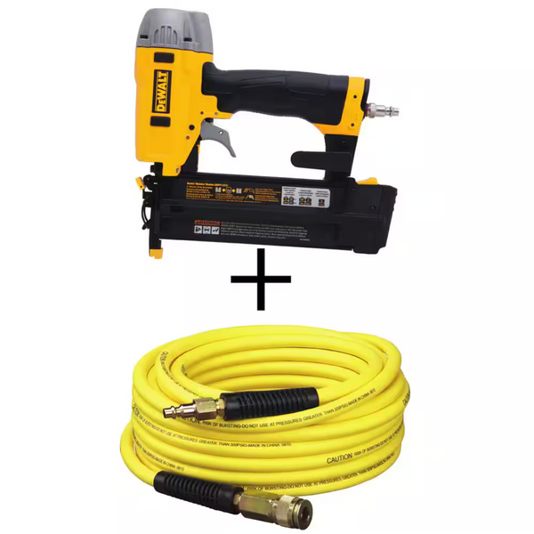 DEWALT Pneumatic 18-Gauge 2" Brad Nailer Kit & 50 Ft. x 1/4" Air Hose