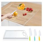 17" x 13" Cutting Board With Counter Lip & 3 Plastic Knife Set