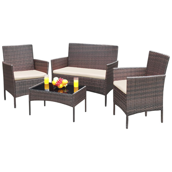 4-Piece Greesum Patio Outdoor Furniture Sets With Soft Cushion