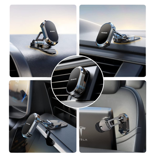 Anwas Adjustable Folding 360 Deg. Magnetic Car Phone Holder Mount