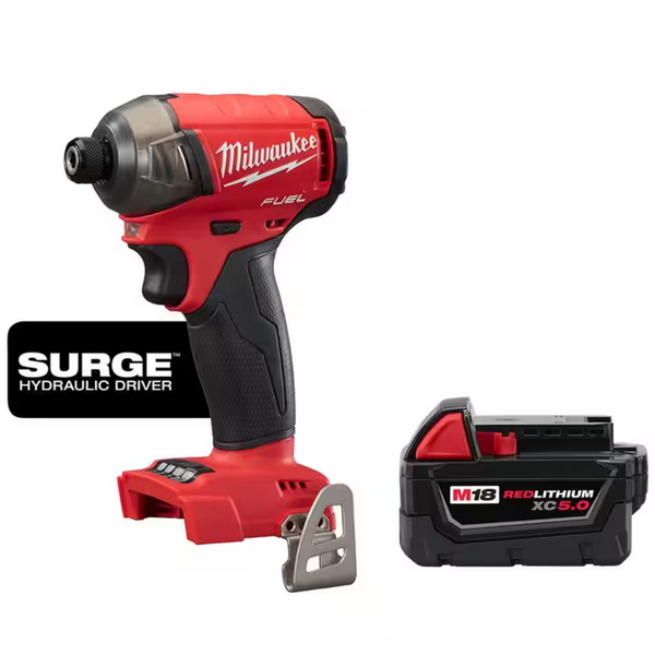 Milwaukee M18 Fuel Surge 18v Brushless Cordless 1/4" Hex Impact Driver + 5Ah Battery