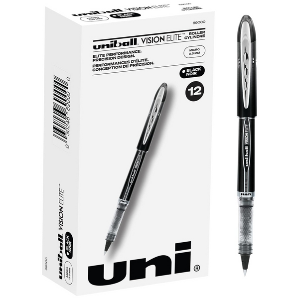 12-Count Uniball Vision Elite Rollerball Pens