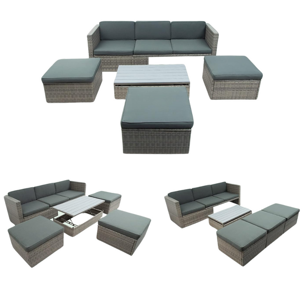 Emkk All Weather Wicker PE Rattan Patio Furniture Outdoor Sectional Sofa