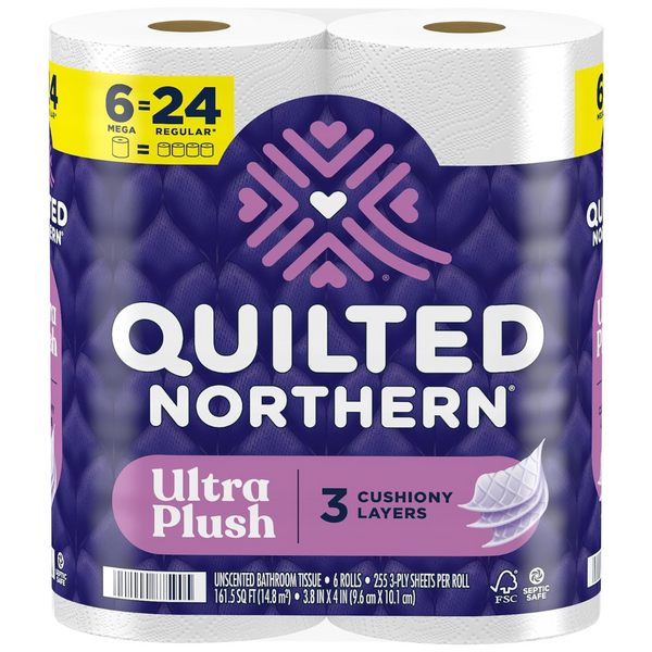 6-Count Quilted Northern 3-Ply Ultra Plush Mega Roll Toilet Paper