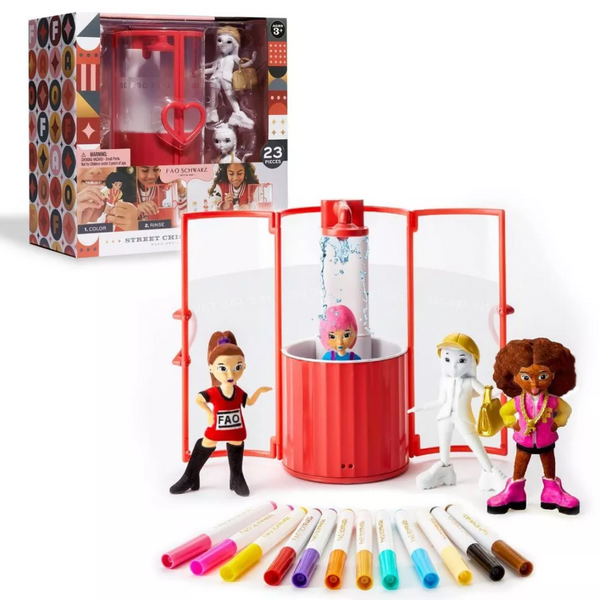 23-Piece Fao Schwarz Street Chic Fashionistas Wash-And-Color Design Dolls