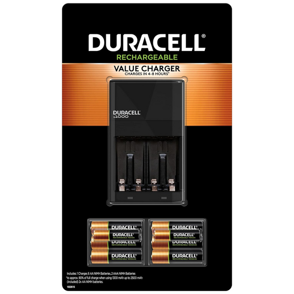 Duracell Ion Speed 1000 Battery Charger With 6 AA & 2 AAA Batteries