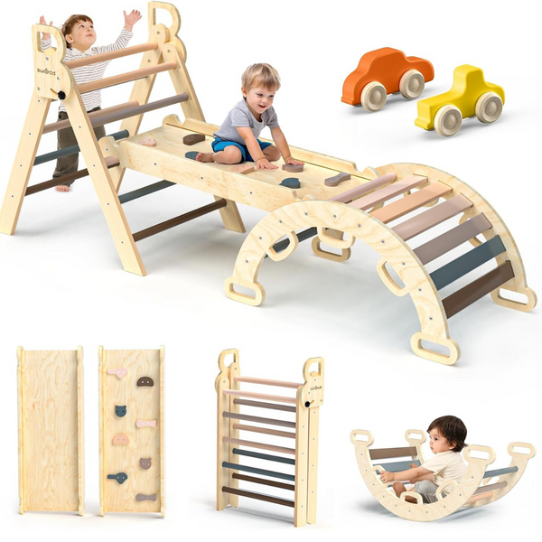 BlueWood 7in1 Foldable Pikler Triangle Toys Climbing Set