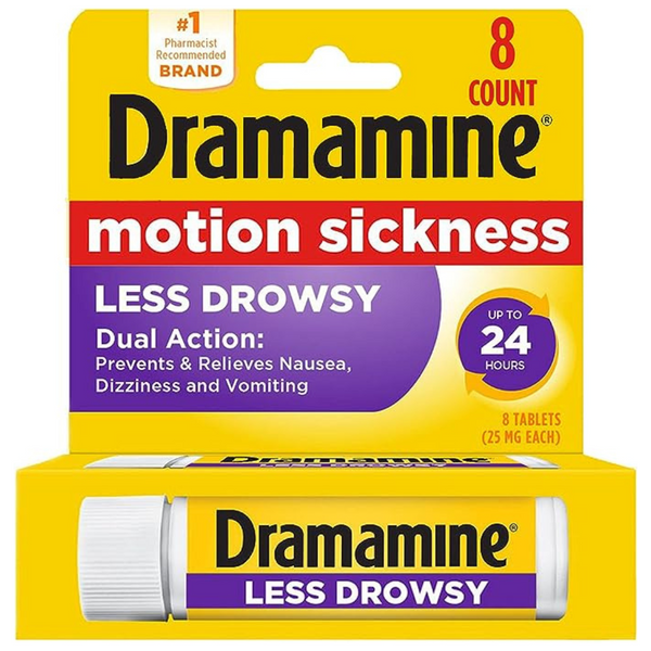 8-Count Dramamine Motion Sickness Long Lasting Relief Less Drowsy