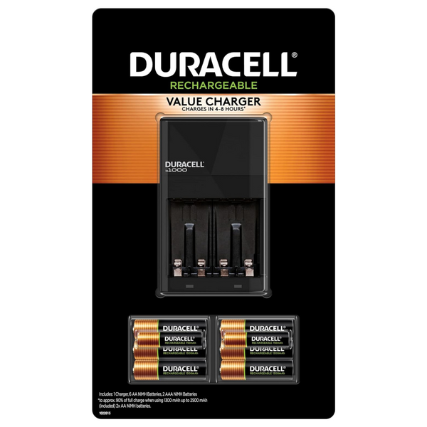 Duracell Ion Speed 1000 Charger For Rechargeable AA And AAA Batteries, Includes 6 AA And 2 AAA Pre-Charged Batteries