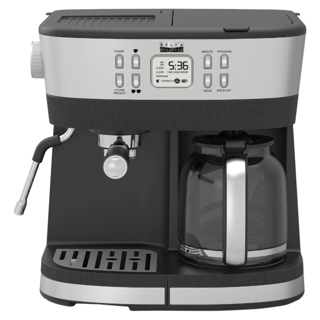 Bella Pro Series Combo 19-Bar Espresso And 10-Cup Drip Coffee Maker