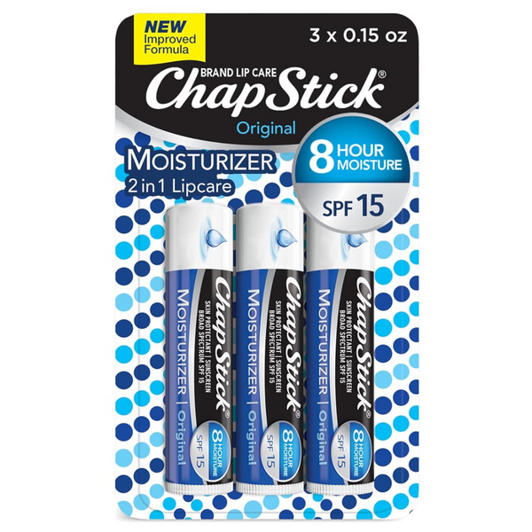 3-Count ChapStick SPF 15 Lip Moisturizer And Skin Protectant