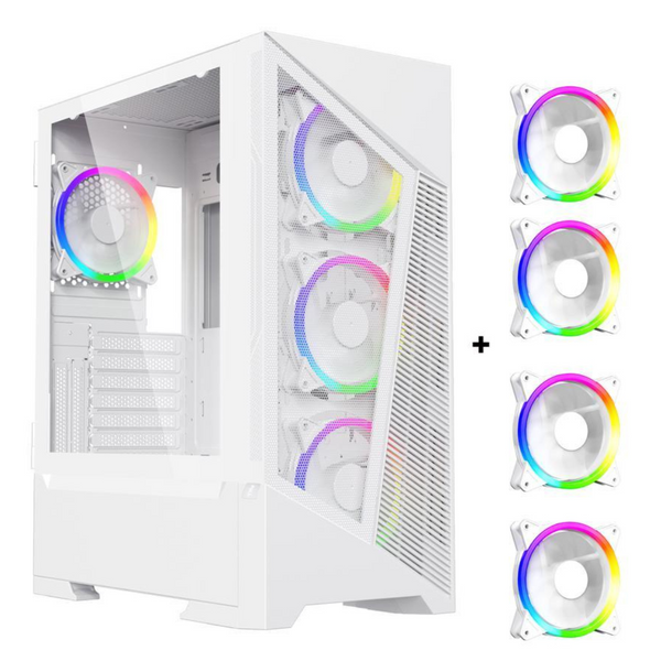 DIYPC Rainbow-Flash-F1-W Steel/Tempered Glass ATX Mid Tower Computer Case