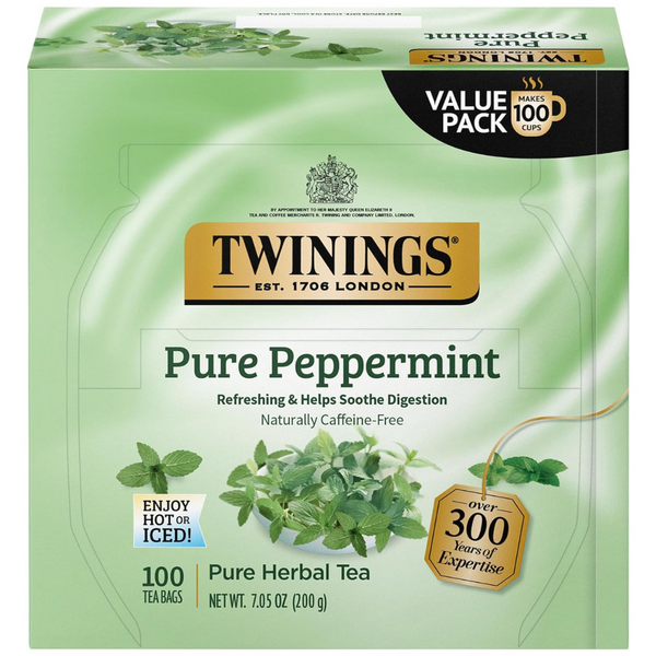 100-Count Twinings Pure Peppermint Wrapped Tea Bags, 7.05 Oz