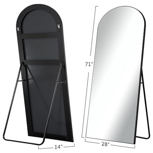 Full Length Arched Mirror 71" x 28" With Wooden Thin Frame