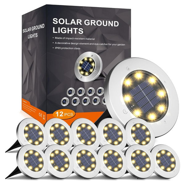 12-Packs INCX 8 LED Waterproof Solar Powered Garden Lights