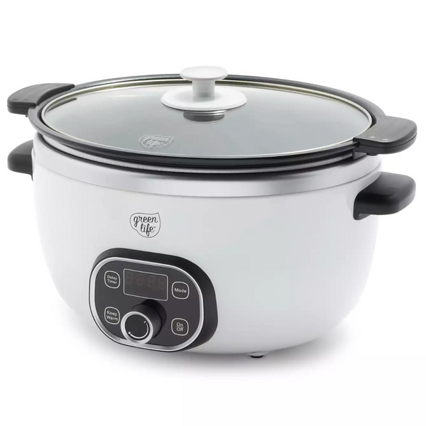 GreenLife 6 Quart Cook Duo Programmable Ceramic Nonstick Slow Cooker