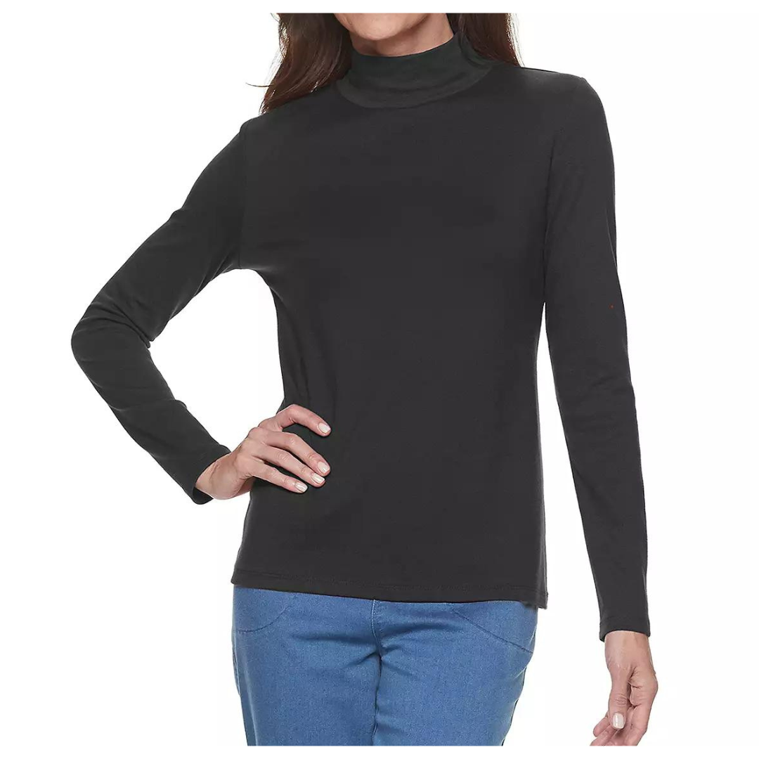 Croft & Barrow Petite Long Sleeve Mockneck Top