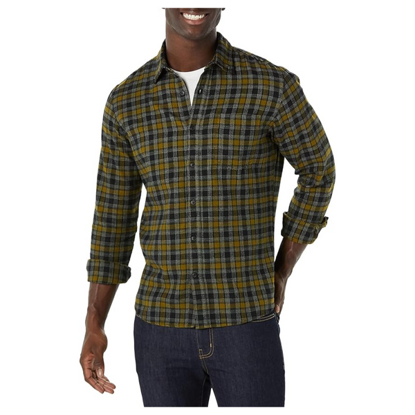 Amazon Essentials Men's Slim-Fit Long-Sleeve Plaid Flannel Shirts