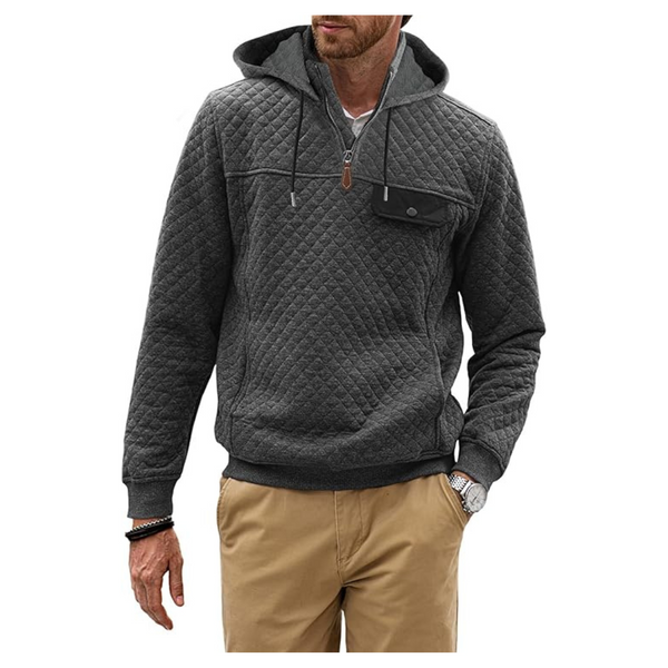 Men's Casual Long Sleeve Drawstring Quarter-Zip Hoodies