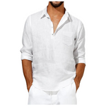 Men's Cuban Collar Casual Linen Henley Shirts With Pocket (Various)