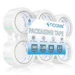 6-Pack Ticonn 360 Yards Heavy Duty 2.7 mil Shipping Clear Packaging Tape