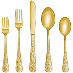 20-Piece Vintage Carved Gold Stainless Steel Flatware Set