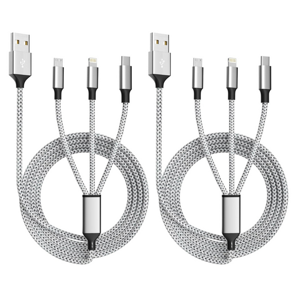 2-Packs Idison 4ft 3-In-1 Nylon Braided Type-C Charging Cables