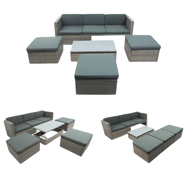 EMKK All Weather Wicker Pe Rattan Patio Furniture Outdoor Sectional Sofa