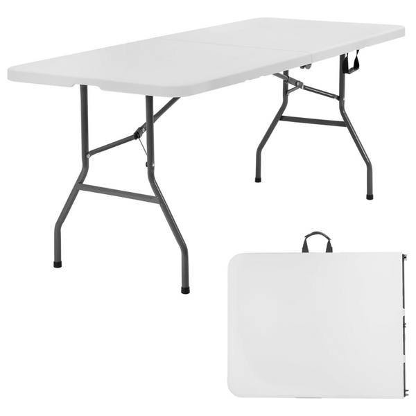 Paylesshere Plastic 6 Feet Half Portable Foldable Table