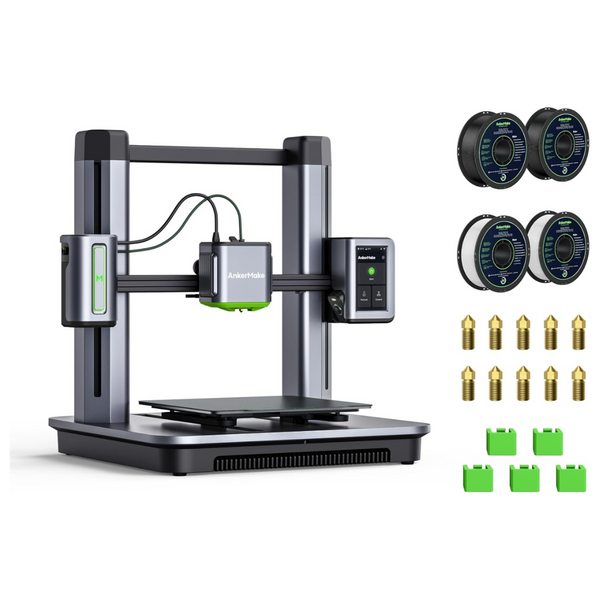 The Ankermake M5 3D Printer With PLA+ Filament, Silicone Cover & Nozzle Kit