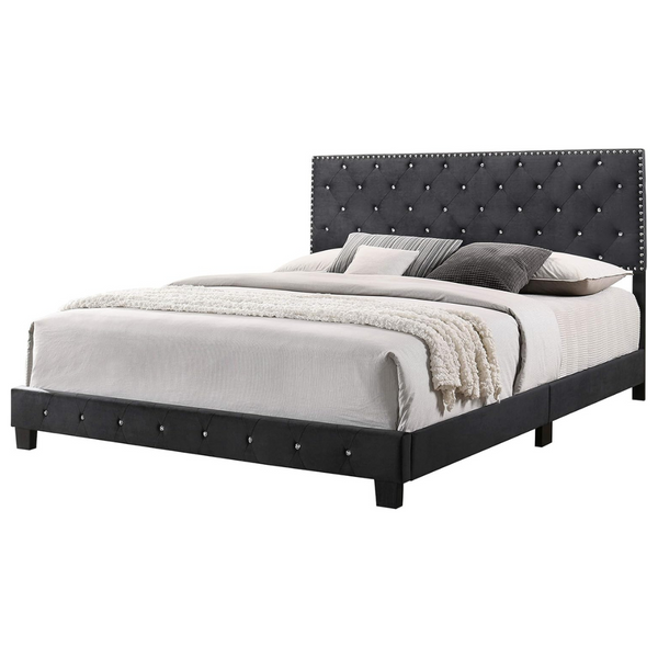 Glory Furniture Suffolk Velvet Upholstered King Bed (Black)