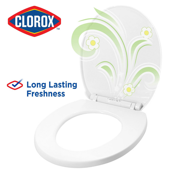 Clorox Antimicrobial Round Stay Fresh Plastic Toilet Seat W/ Easy-Off Hinge