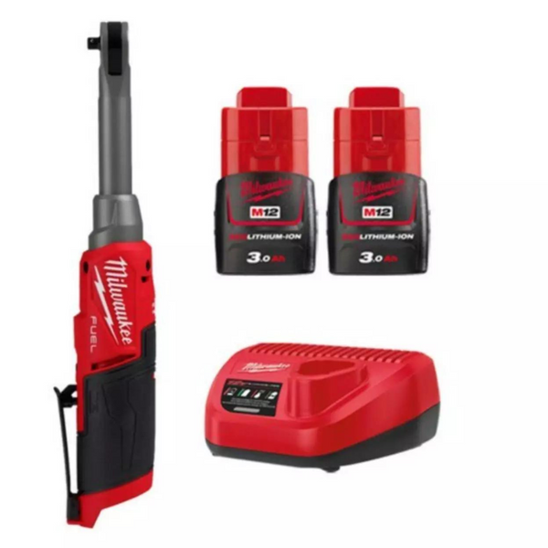 Milwaukee M12 FUEL 12V Brushless Cordless 3/8" Ratchet + TWO 5Ah Batteries & Charger