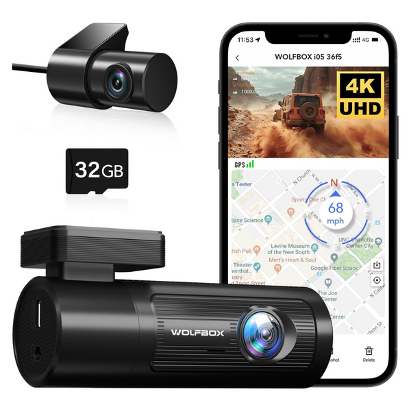 Wolfbox 4K Front and Rear Dash Cam