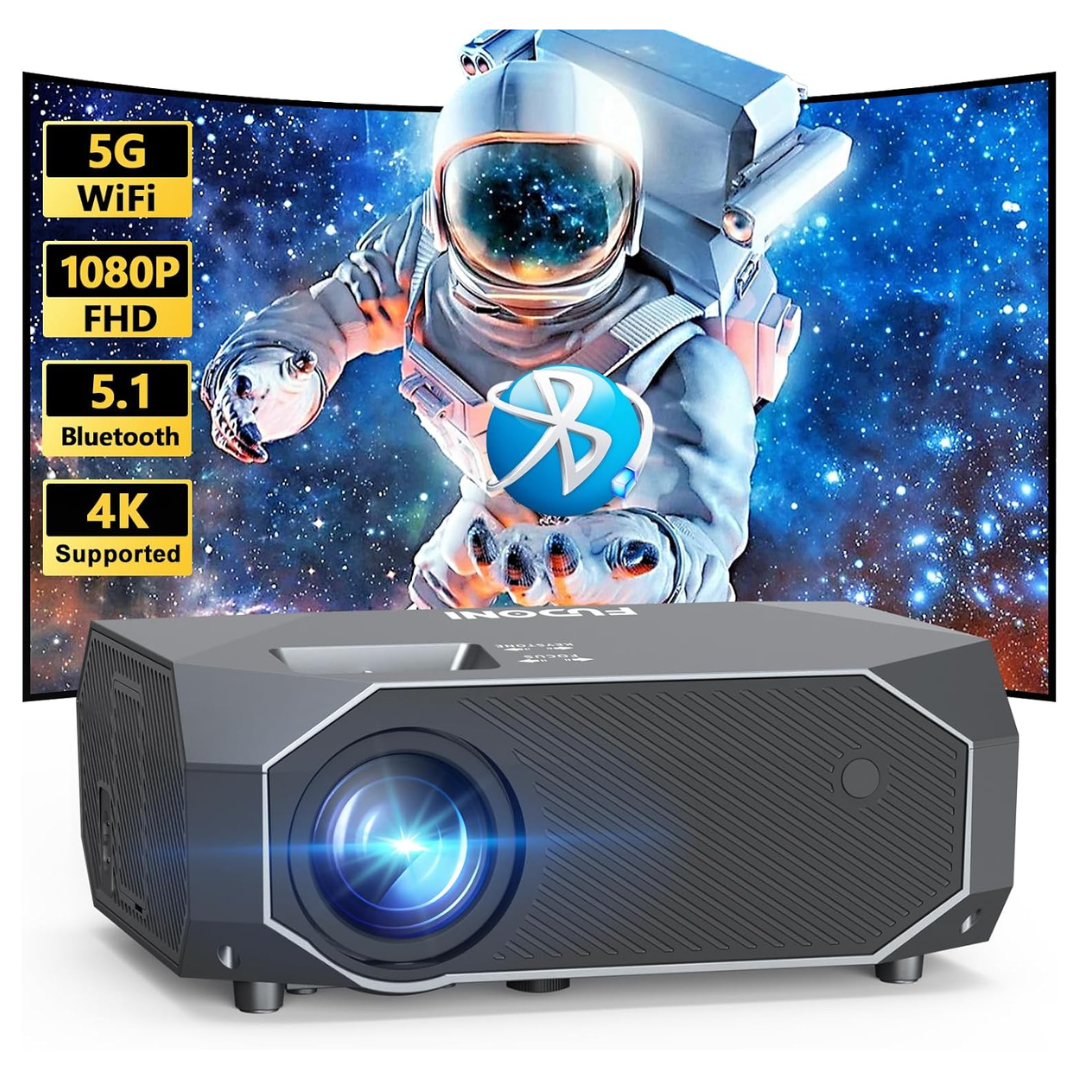 Fudoni 10000L Native 1080P 4K Supported Bluetooth Projector With 5G WiFi