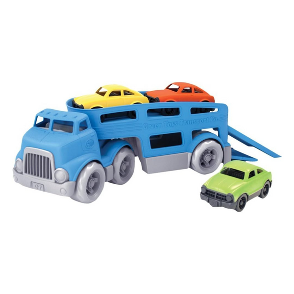 4-Piece Green Toys Kids Car Carrier Vehicle Toy Set