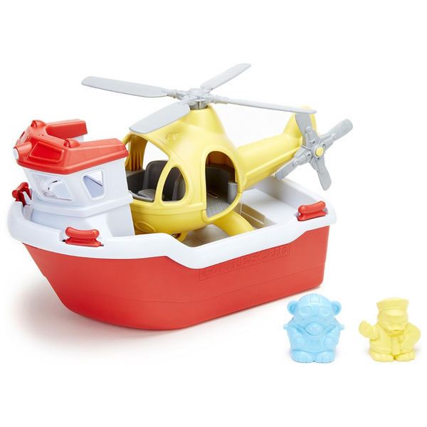 Green Toys Rescue Boat With Helicopter