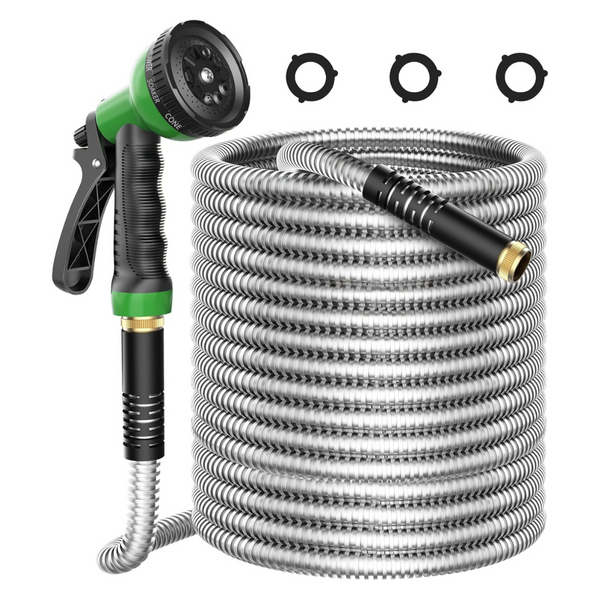 50ft Leak-Proof Stainless Steel Metal Water Garden Hose