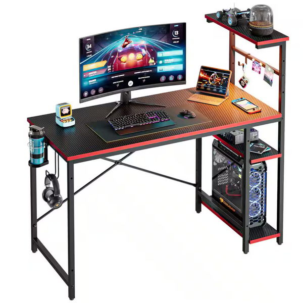 Bestier 44" Rectangular Carbon Fiber Gaming Desk With RGB LED Lights