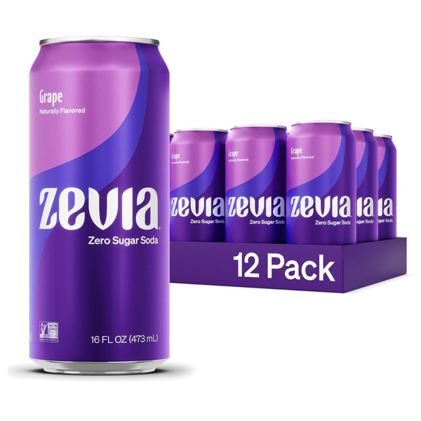 12-Pack Zevia Zero Grape Calorie Soda, 16 Fluid Ounce Cans