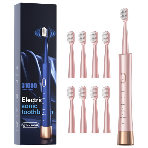 USB Rechargeable Sonic Toothbrush with 8 Brush Heads